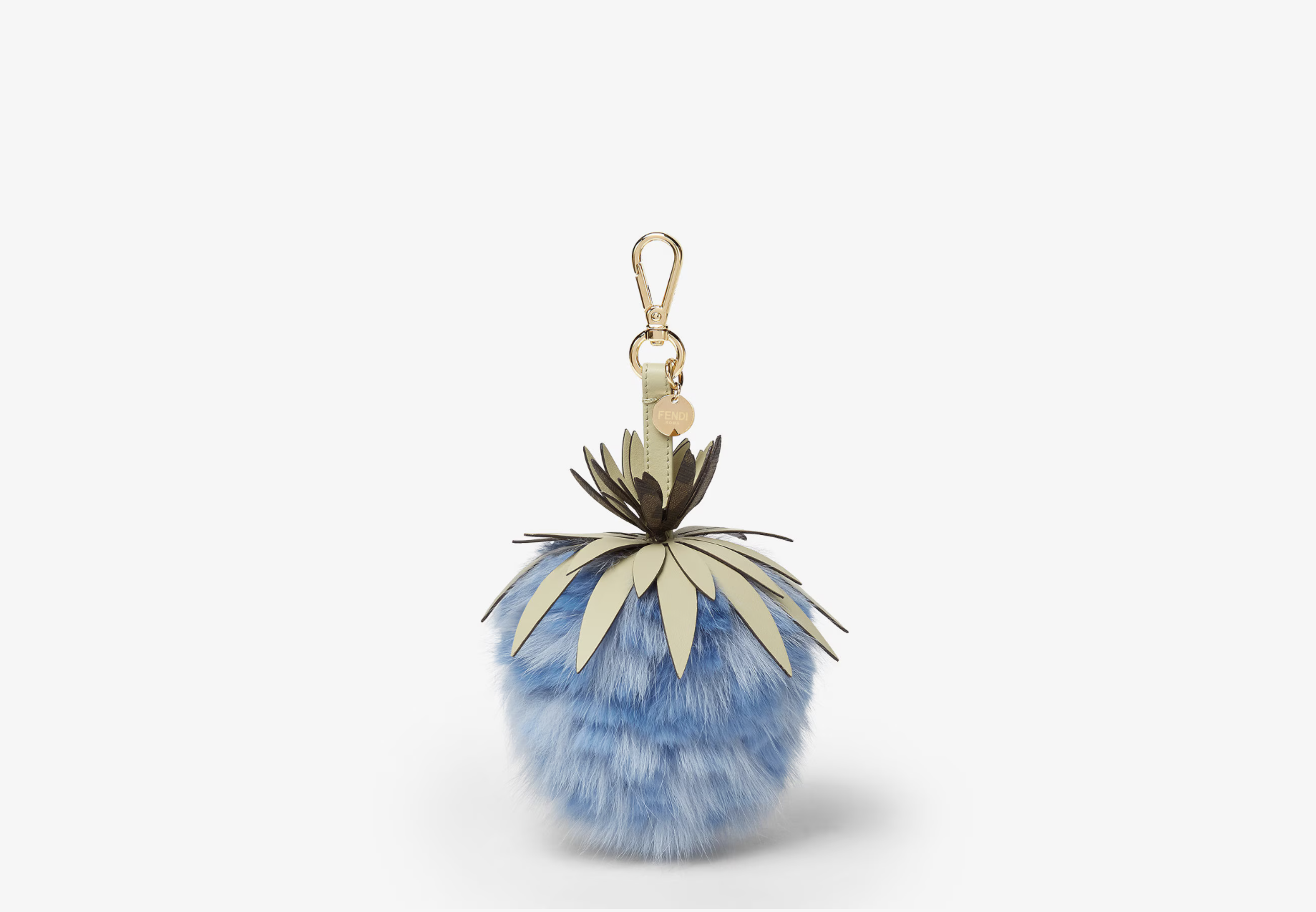 Blue Fox and Rabbit Fur Pineapple Charm